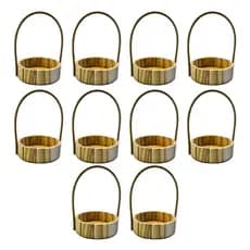Kit 10 Cestas Redonda 16 cm Madeira Pinus para Lembrancinhas Datas Comemorativas Cosméticos Chocolate Páscoa Natal