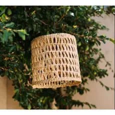 Lustre Rústico Pendente Luminária de Teto Taboa Fibra Natural ou Cachepô Tamanho P M G