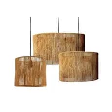 Luminária Lustre Pendente Rustico em Fibra de Sisal S/ FIAÇAO - 33 X 21 CM - TAMANHO M