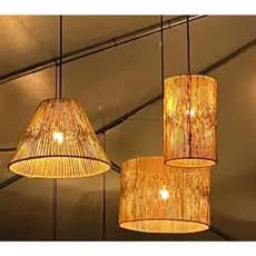 Luminária Lustre Cúpula Cone Pendente Rustico em Fibra de Sisal S/ FIAÇÃO  -  19 x 26 x 11 cm  -  TAMANHO P