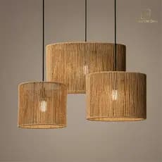Kit 3 Luminárias PendenteS de Fibra Natural Decoração Rústica Tamanhos P M G Somente a cúpula