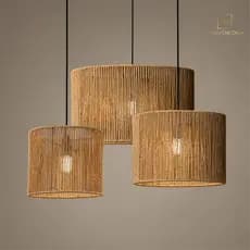 Luminária Lustre Pendente Rustico em Fibra de Sisal S/FIAÇÂO - 40 X 25 CM - TAMANHO G