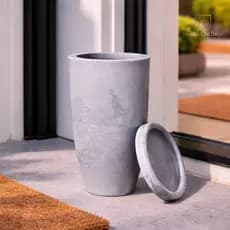 Vaso Planta Sala Coluna Ibiza Cone M  Marmorizado Decorativo PREMIUM Luxo 50x30 Resistente  Hall Sala Jardim Escritorio