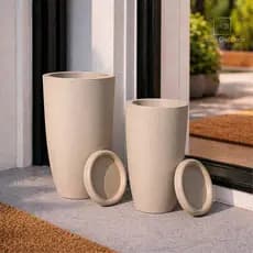 Kit Vaso Planta Sala Coluna Ibiza Cone P e M Decorativo Liso Marmorizado Luxo Resistente - MORADA CHIC