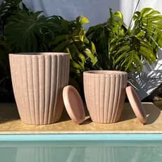 Kit Vaso Coluna Grega Redonda P + M Resistente Durável Leve Elegante  Sala Hall Jardim Escitório  Ecológico