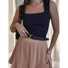 QUADRADO Body Bori Feminino Suplex Regata Alças Grossas Collant Decote Quadrado Básico Casual Dia Noite Trabalho Festa