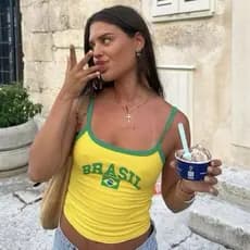 REGATA Brasil  Baby look Brasil Y2K Tipo Gringa feminina Estampado