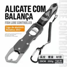 Alicate com Balança Contenção Pega Peixe em Alumínio 18kg – Pinça de Pesca com Cordão de Segurança