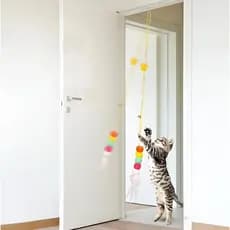 Brinquedo Gato Suspenso Pendurar Na Porta Elástico Interativo Lagarta  Pena Sino Exercício Divertido