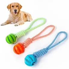 Brinquedo Para Cães E Gatos Mordedor Interativo Corda E bola Porta Petisco 25cm