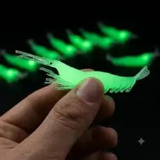 Isca Camarão Artificial Glow 7cm Conjunto Com 10 Peças Pesca