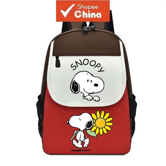 Mochila de Snoopy de Desenho Animado Bolsa de Computador Material Escolar ZF3M