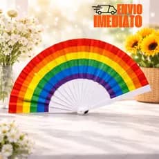 Leque de Mão Arco-Íris LGBTQIA+ Carnaval Festa