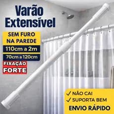 Varão De Cortina Ajustável 70cm até 2mt Bastão Extensivel Box Banheiro Pia Janela Suporte Extensor