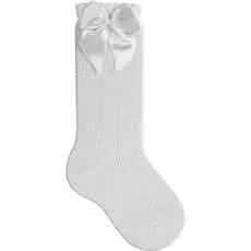 Meia Infantil Menina 3/4 Lacinho Comfortavel Delicada Batizado