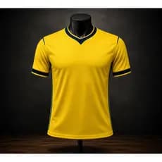 Camiseta Masculina Esportiva Azul e Amarela Bordada – Treino Corrida Academia