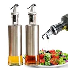 Kit 2 Galheiteiro C/ dosador Porta Azeite Vinagre Vidro Inox