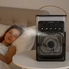 Climatizador Ventilador LED Preto Mini Refrigeração Umidificador Purificador Ar Condicionado