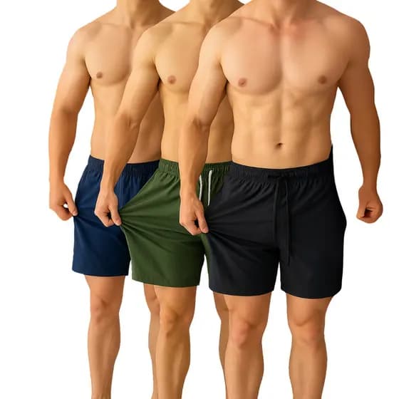 3 Short Tactel Masculino Bermuda Praia Casual Academia Bolso