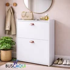 Sapateira Vertical Retrô 2 Nichos Organizador de Sapatos Compacta Slim Hall Entrada Closet Quarto