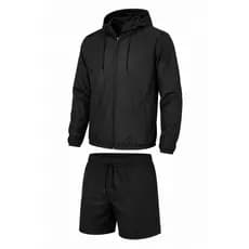 Conjunto Jaqueta Bermuda Preto Tactel Academia Treino