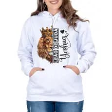 Blusa Moletom Canguru Cordeiro Leão de Judá Estampado Gospel Religioso Flanelado Cristão Tribo de Judá