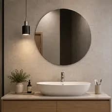 Espelho Redondo Vidro Lapidado Alta Qualidade Decorativo Para Quarto Sala Banheiro Lavabo Maquiagem