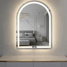 Espelho Jateado Oval de Penteadeira grande Medida 80x60cm C/ Led Touch Três Tons Quente Frio Neutro