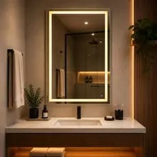 Espelho de Camarim Grande com LED 120x70 3 Tons de Luz Profissional Jateado Retangular Maquiagem