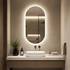 Espelho Com Led Sem Fio Oval Grande Lapidado de Luxo Para Quarto Sala Banheiro