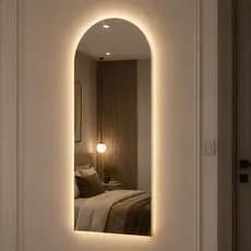 Espelho Madri Oval de Corpo Inteiro C/ Led 120cm x 50cm Led Branca e Amarela Flame Quarto Salão Loja