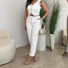 calça mom nature, calça jeans off white