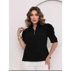 Blusa social, manga bufante,gola cadete , com botoes nao funcionais