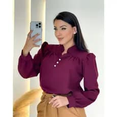 Blusa  rakel 3BM, social manga longa, manga longa, blusa slim e plusize, blusa elegante, blusa romántica