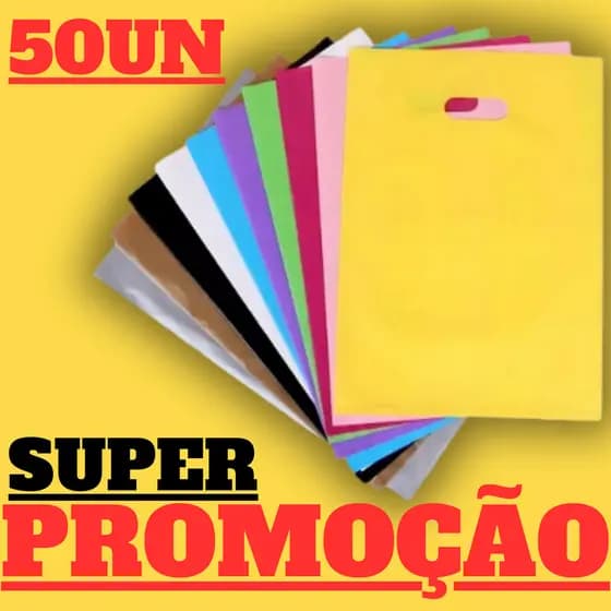 50 Sacolas Plástica Premium Boca de Palhaço 20x15 Cores Sortidas Design Atraente
