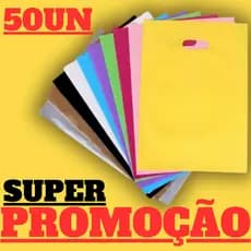 50 Sacolas Plástica Premium Boca de Palhaço 20x15 Cores Sortidas Design Atraente
