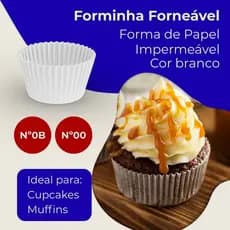 Kit 200 Forma de Papel Forneável Cupcake Muffins Mini Bolo Branco 100und Nº0B e 100und Nº00