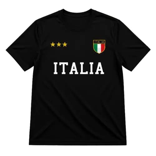 Camiseta Básica Preta Masculina Casual Estampada Itália Manga Curta Preta Premium Lançamento