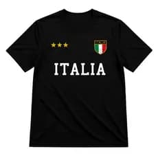 Camiseta Básica Preta Masculina Casual Estampada Itália Manga Curta Preta Premium Lançamento
