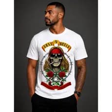 Camiseta Unissex Guns N´ Roses Branca E Preta 100% Algodão