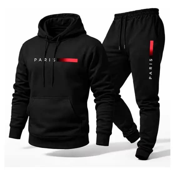 Conjunto Moletom Masculino Bege Com Capuz + Calça Jogger Estilo Streetwear Inverno Confortável