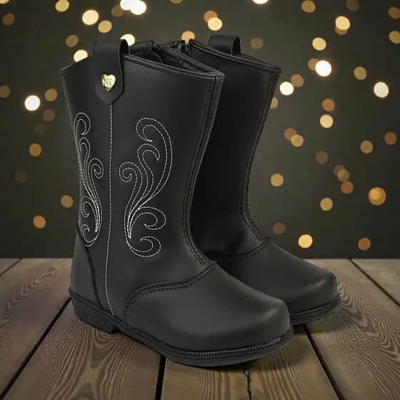 Bota Texana Feminina Infantil Country Confortável Zíper Menina Criança Promoção Envio Rápido