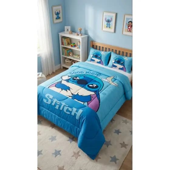 EDREDOM CASAL ( VESTE CAMA QUEEN) PERSONAGEM ( TEMA INFANTIL) 3 PEÇAS  ( 2 FRONHAS - 1 EDREDOM)