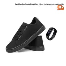 Tênis Masculino Casual Adulto Sapatênis Estiloso Na Moda Barato + Relogio Digital