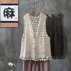 2023 Novo Jogo ao Ar Livre Colete de Malha de Algodão Puro Estilo Cardigan Respirável Proteção Solar Colete Feminino Fas
