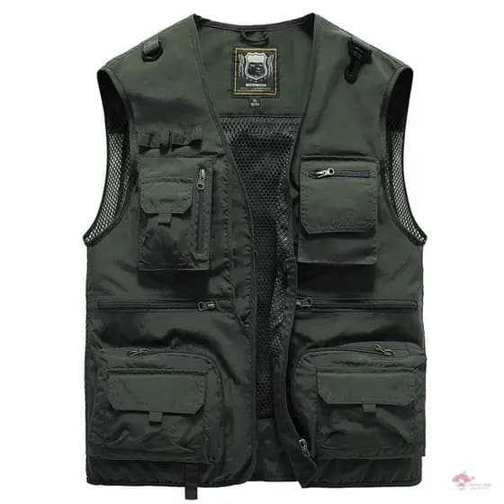 [S-5XL] Colete masculino para primavera e outono, novo modelo com múltiplos bolsos para trabalho, pesca, jaqueta de labo