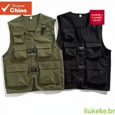 Colete Tático Cargo Sem Mangas Casual Masculino JAN0