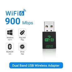 Mini Adaptador Wifi 6 AX900 + Bluetooth 5.3 USB PC Notebook