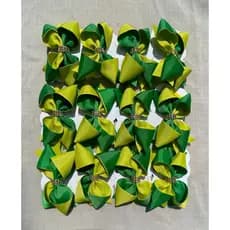 Laço de Cabelo Infantil Brasil Copa 2026 Verde e Amarelo com Brilho Kit 12 Unidades Atacado