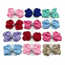 Kit 12 Laços Princesinha Luxo Infantil – Presilha Feminina para Cabelo – Coloridos, Elegantes e Confortáveis